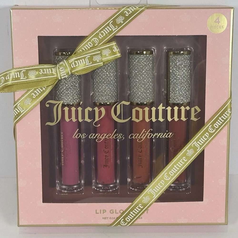 Juicy Couture Lip Gloss Set Women 4pc Berry Watermelon Clementine Cocoa New Gift